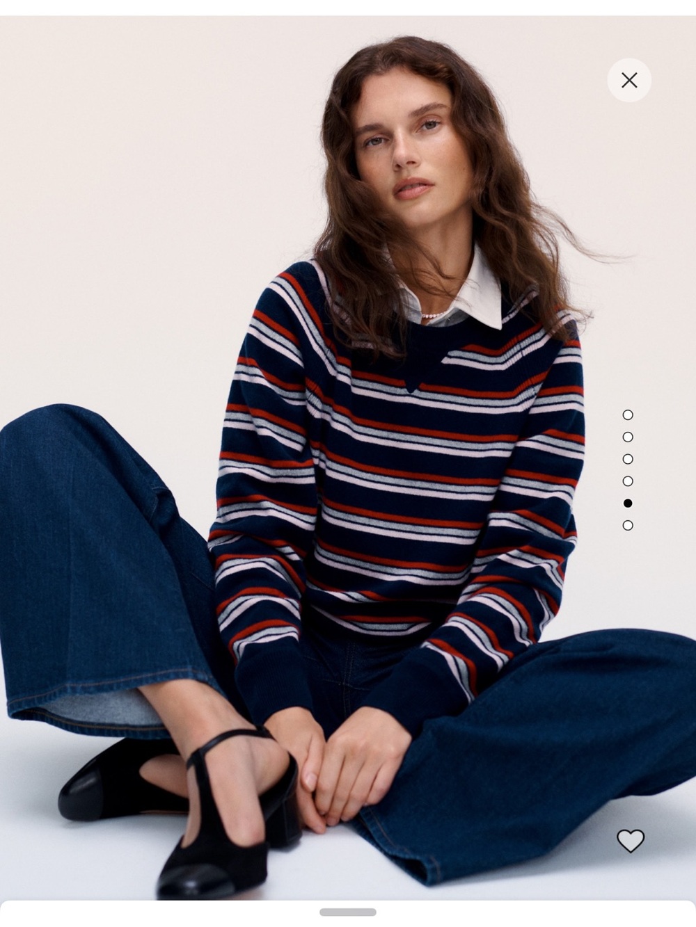 J. Crew cashmere Navy Striped Crewneck Sweater with Red & White Stripes
